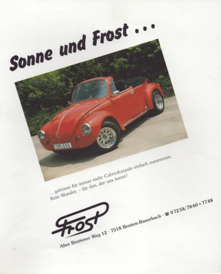 VW / Frost Käfer Cabrio Bausatz Prospekt 1980er Jahre