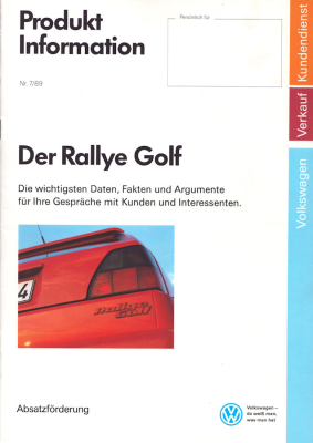 VW Rallye Golf 2 Produkt Information 4.1989