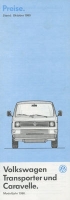 VW T 3 Transporter and Caravelle pricelist 10.1989