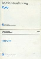 VW Polo 2 Facelift G 40 Bedienungsanleitung 10.1990