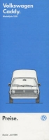 VW Caddy Pricelist 7.1990