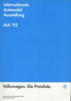 VW Preisliste 9.1993