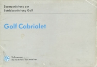 VW Golf 3 Cabriolet Zusatz-Bedienungsanleitung 9.1993