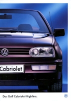 VW Golf 3 Cabriolet Highline brochure 7.1995