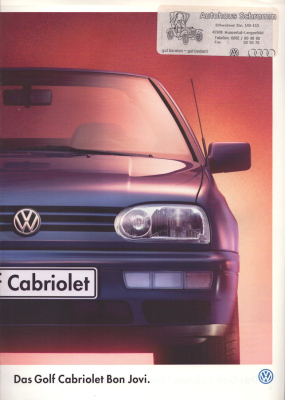 VW Golf 3 Cabriolet Bon Jovi Prospekt 7.1996