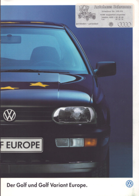 VW Golf 3 / Variant Europe Prospekt 9.1996
