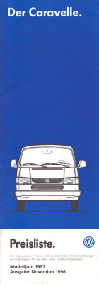 VW T 4 Caravelle Preisliste 11.1996