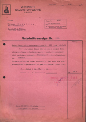 Vereinigte Sauerstoffwerke Berlin / Erfurt Schreiben 1930 / 1932