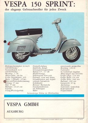 Preview: Vespa 150 Sprint Roller Prospekt 1967