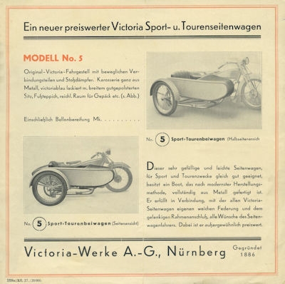 Victoria Seitenwagen-Programm 11.1927