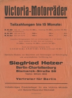 Victoria / Hetzer pricelist ca. 1929