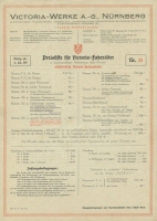 Victoria Fahrrad Preisliste Nr. 11 1.10.1929