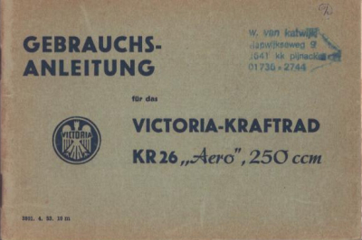 Victoria KR 26 Aero Bedienungsanleitung 4.1953