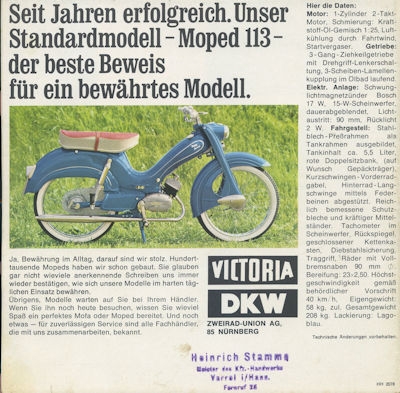 Preview: Victoria / DKW Mofa 502 510 / Moped 503 Prospekt ca. 1968