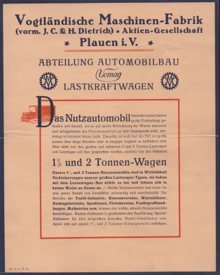 Vomag 3 Prospekte 1915-1918