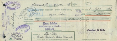Walter & Co. Mühlhausen Wechsel 1938