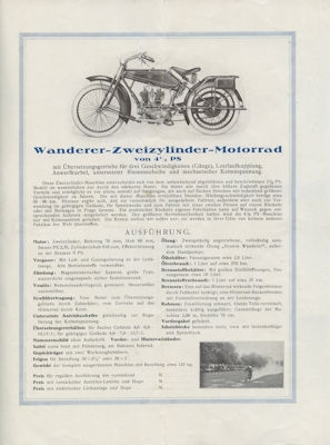 Preview: Wanderer Motorräder 2 ½, 4½ PS Prospekt 2.1924 Preview: Wanderer Motorräder 2 ½, 4½ PS Prospekt 2.1924