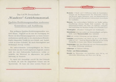 Preview: Wanderer Zweizylinder Modell 5,4 PS Prospekt 10.1926 Preview: Wanderer Zweizylinder Modell 5,4 PS Prospekt 10.1926