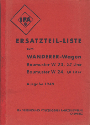 IFA Wanderer W 23 / W 24 Ersatzteilliste 1949