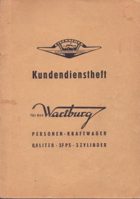 Wartburg 311 Kundendienstheft 1959