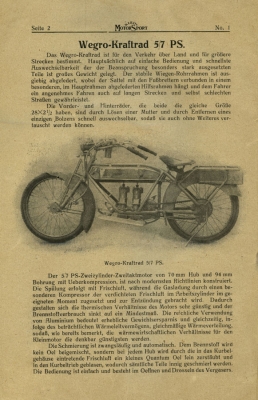 Wegro in Klein-Motor-Sport 1922