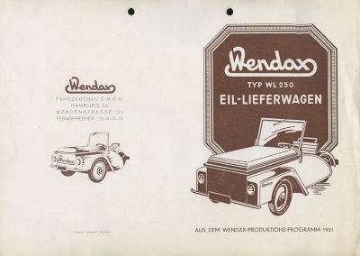 Wendax WL 250 Eil-Lieferwagen Prospekt 1949