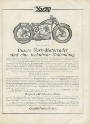 Preview: York Modell B 5/14 PS Prospekt ca. 1929