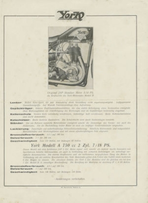 Preview: York Modell B 5/14 PS Prospekt ca. 1929