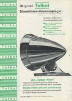 Talbot Streamlined exterior mirrors brochure 1965