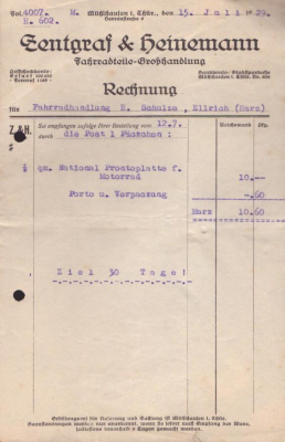 Zentgraf & Heinemann 2 Rechnungen 1929 / 1935