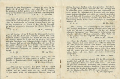 Zündapp Zeugnisse 1924/25
