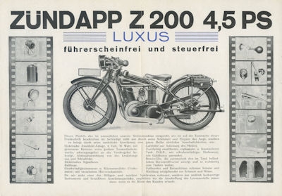 Preview: Zündapp Z 200 Prospekt 5.1929 Preview: Zündapp Z 200 Prospekt 5.1929