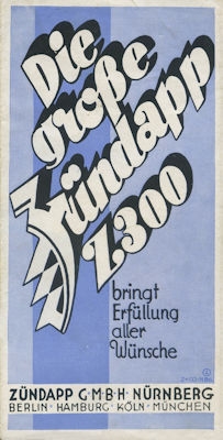 Preview: Zündapp Z 300 Luxus Prospekt ca. 1930 Preview: Zündapp Z 300 Luxus Prospekt ca. 1930