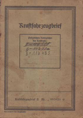 Zündapp Derby L 200 Original Fahrzeugbrief 1934