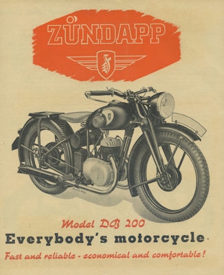 Zündapp DB 200 Prospekt 1940er Jahre