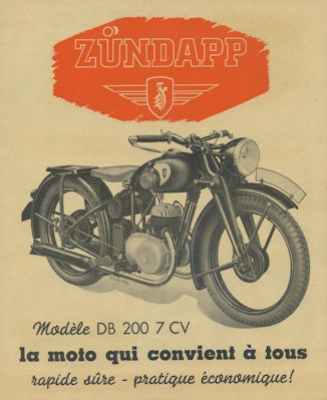 Zündapp DB 200 Prospekt 1940er Jahre