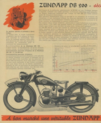 Zündapp DB 200 Prospekt 1940er Jahre