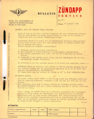 Zündapp Service Bulletin 1956-1957 nl