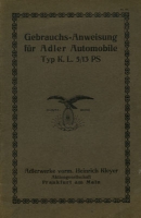 Adler Typ K.L. 5/13 PS Bedienungsanleitung 1911-1920