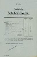 Anfa Seitenwagen Preisliste 9.1921