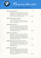 BMW Preisliste 10.1953