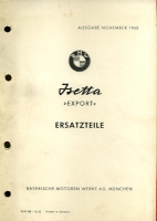 Preview: BMW Isetta 250 300 Export Ersatzteilliste 10.1960