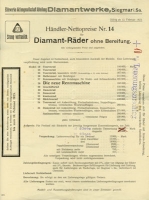 Preview: Diamant Fahrrad Händler Nettopreislisten 1923