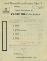 Preview: Diamant Fahrrad Händler Nettopreislisten 1923