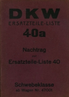 DKW Schwebeklasse Ersatzteilliste Nr. 40a 1936