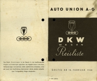 DKW Pkw Preisliste 2.1938