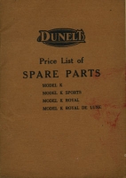 Dunelt Model K Ersatzteilliste 1926-1929