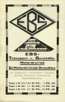 EBS LR 250 / 400 / 750 Prospekt 1920er Jahre