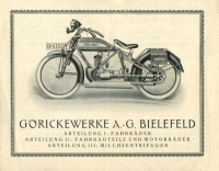Göricke K 1 Motorrad Prospekt ca. 1925