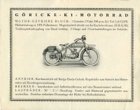 Preview: Göricke K 1 Motorrad Prospekt ca. 1925